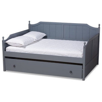Baxton Studio Millie Cottage Grey Finished Wood Full Size Daybed with Trundle