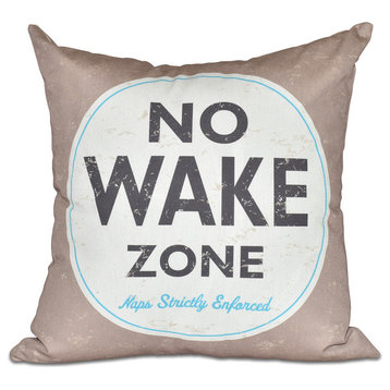 20"x20" Nap Zone, Word Print Pillow, Beige And Taupe
