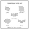 Madison Park Percale Printed Pintuck Flange 9-Piece Comforter Set, California Ki
