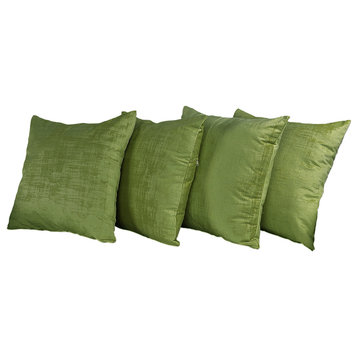 Serenta Textured Velvet Pillow Shell, Set of 4, Calla Green