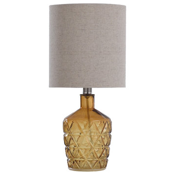 Textured Glass Accent Lamp With an Open Bottom Design, Sunset Amber