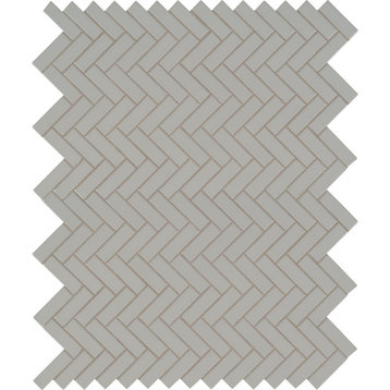 Domino Gray Glossy Herringbone Mosaic, 20 Sheets