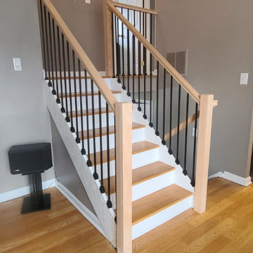 Black Metal Balusters & Wood Rail