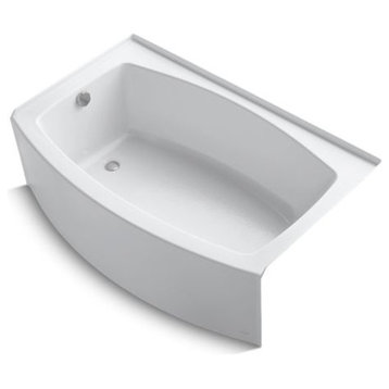 Kohler Expanse 60" X 32-38" Curved Alcove Bath w/ Left-Hand Drain, White