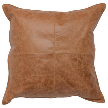 Kosas Home Cheyenne 100% Leather 22 Throw Pillow, Chestnut Brown
