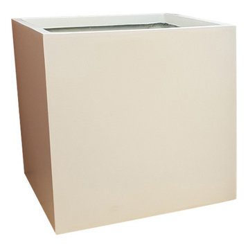 Matte White Cube Fibreglass Planter, 50x50x50 cm