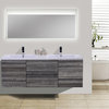 MOB 60" Double Sink Wall Mounted With Reinforced Acrylic Sink, High Gloss Ash Gray