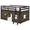 Roxy Twin Wood Junior Loft Bed, Espresso, Blue and Red Bottom Tent, Bed Color: Espresso, Tent: Green Camo