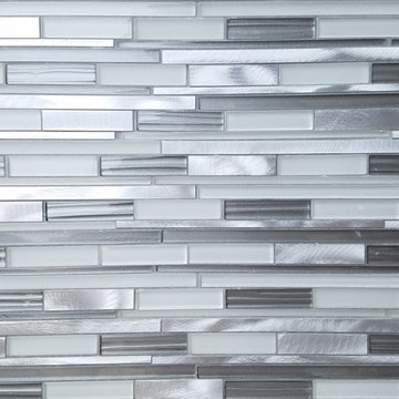 White and Gray Glass and Metallic Backsplash Mosaic