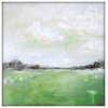 Abstract Landscape Acrylic Painting on Canvas, 24x24 Greens, Creams