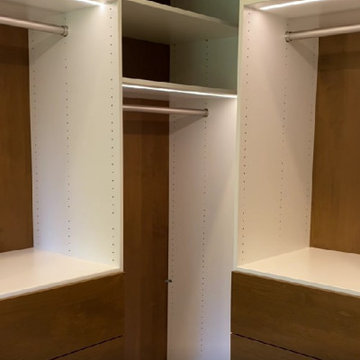 Modern Master Closet with Lighting and Drawers