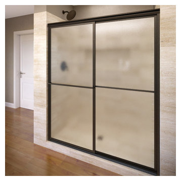 Deluxe Framed Sliding Shower Door, Fits 57-59", Obscure Glass, Oil Rubbed Bronze