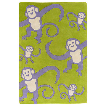 Monkeys Contemporary Area Rug, 3'6x5'6 Rectangle