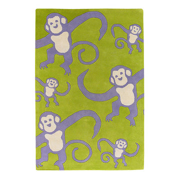 Monkeys Contemporary Area Rug, 3'6x5'6 Rectangle