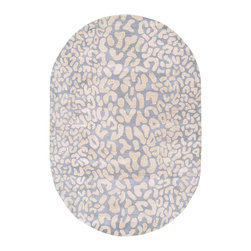 Athena Gray Leopard Print Oval Area Rug - Area Rugs