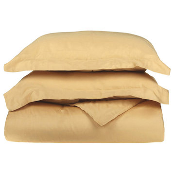 3PC Solid Breathable Duvet Cover & Pillow Sham Set, Beige, Twin