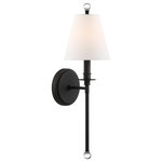 Crystorama - Riverdale 1-Light Sconce, Black Forged With Glass Crystal - Sleek lines with a variety of options are the hallmark of the Riverdale Collection. This Sconce finished in an aged brass polished nickel black forged or dark bronze is accompanied by two stem choices for a shorter or longer design and the selection of a glass ball or metal ball finish.