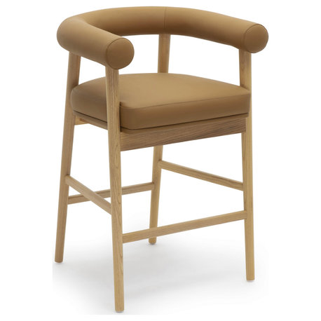 Spara Vegan Leather Counter Stool, Cognac