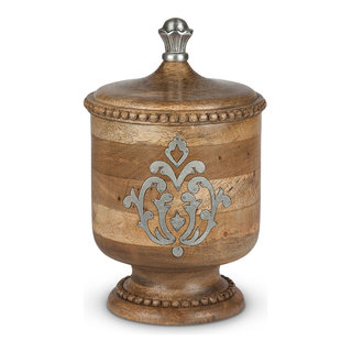 Wood and Metal Inlay Small Heritage Collection Canister