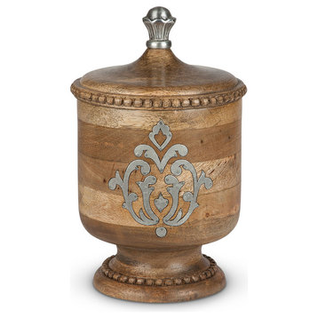 Wood and Metal Inlay Small Heritage Collection Canister