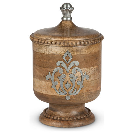 Wood and Metal Inlay Small Heritage Collection Canister