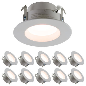 4" Downlight Retrofit, 10W Dimmable, Soft White 2700k, 10-Pack