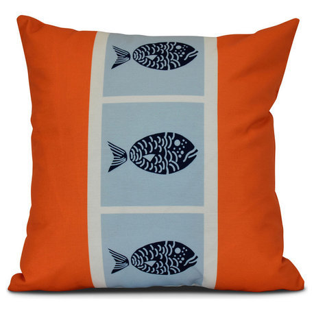 Fish Chips, Animal Print Pillow, Orange, 20"x20"