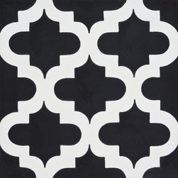 Moroccan Mosaic and Tile House - Lantern Handmade Cement Tile, Black/White, Sample - Tile