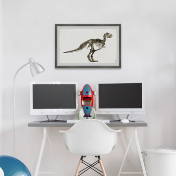 "Dinosaur Skeleton" Framed Painting Print