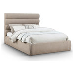Meridian Furniture - Adam Upholstered Bed, Beige, Queen, Chenille Fabric - Revealing the silky, soft Adam beige chenille queen bed, showcasing deep channel tufting and a contemporary design to add a touch of modern elegance to your bedroom. Its fully slatted construction eliminates the need for a box spring, while the option to add additional panels allows you to customize the headboard height. Crafted for both style and durability, it becomes the centerpiece of your bedroom, creating a sophisticated and inviting atmosphere.