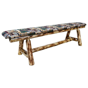 Montana Woodworks Glacier Country Wood Plank Style Bench in Brown
