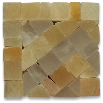 Marble Mosaic Border Accent Tile Renaissance Honey Onyx 2x2 Polished, 1 piece