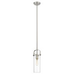Innovations Lighting - Innovations Lighting 423-1S-SN-4CL Pilaster, 1 Light Mini Pendant Restatio - Innovations Lighting Pilaster 1 Light 25 inch BrusPilaster 1 Light Min Brushed Satin NickelUL: Suitable for damp locations Energy Star Qualified: n/a ADA Certified: n/a  *Number of Lights: 1-*Wattage:100w Incandescent bulb(s) *Bulb Included:No *Bulb Type:Incandescent *Finish Type:Brushed Satin Nickel