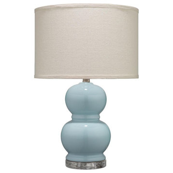 Classic Shaped Stacked Bubble Light Blue Glass Table Lamp 23 in Neutral Spheres