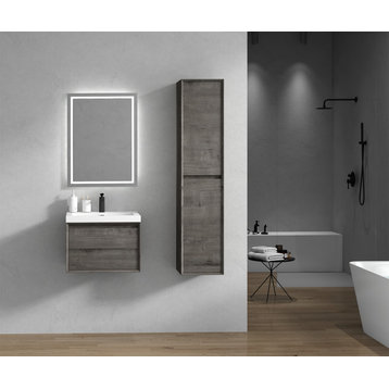 Aurora 24'' Wall Mounted Modern Bathroom Vanity, Smoke Oak