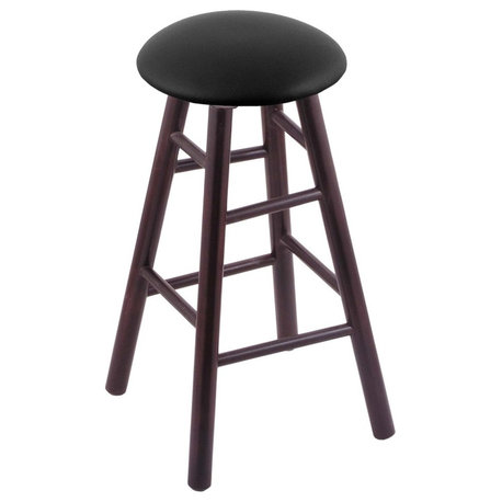 XL Maple Bar Stool, Dark Cherry Finish With Black Vinyl Seat