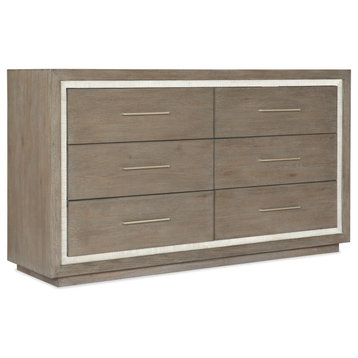 Hooker Furniture 6350-90002 68"W 6 Drawer Wood Veneer Dresser - Gray