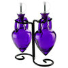 Amphora Double Oil/Vinegar Glass Cruet Set With Stand, Purple/Violet
