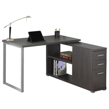 Computer Desk, Home Office, Corner, L Shape, Work, Laptop, Metal, Grey