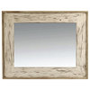 Rustic Mirror Rustic Denali Antique White Heavily Distressed Wood Mirror, 24X24