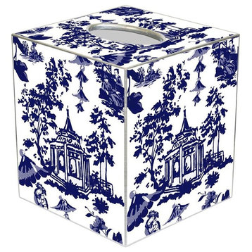 TB8392 - Chinoiserie Pagoda in Blue Tissue Box Cover