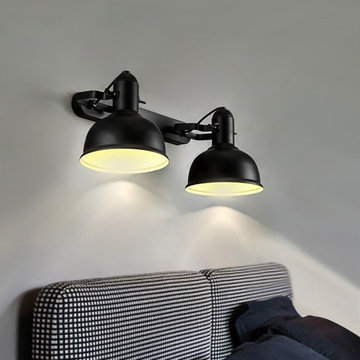 Hassen Industrial Loft Metal Round Dome Shaded Retro 2-Light Indoor