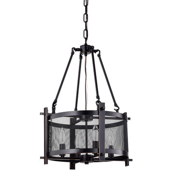 Aludra 4-Light Oil Rubbed Bronze Metal Mesh Shade Ceiling Fixture Chandelier
