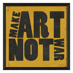 The Artwork Factory - Make Art Not War Print, Yellow - Prints And Posters