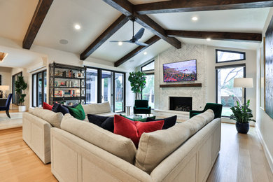 Trendy living room photo in Dallas