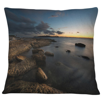 Dark Sydney Coastline Seascape Throw Pillow, 16"x16"