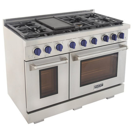 Kucht Professional 48" Stainless Steel Natural Gas Range with in Silver/Blue