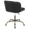 Fran Contemporary Task Chair by LumiSource, Antique Metal, Black Velvet