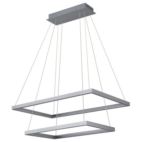 Atria Duo LED Adjustable 2-Tier Chandelier, Silver