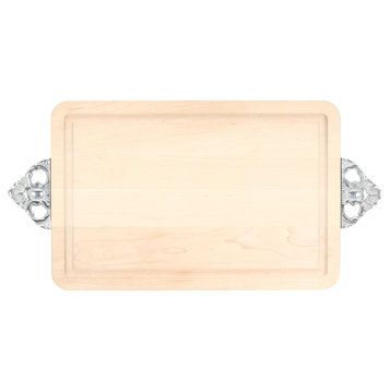 Rectangular Cutting Board with Scalloped Handles, Maple, 9" x 12"